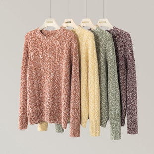 邓肯大肚纱绞花圆领套头衫100%山羊绒加厚套头外套羊绒花纱套头