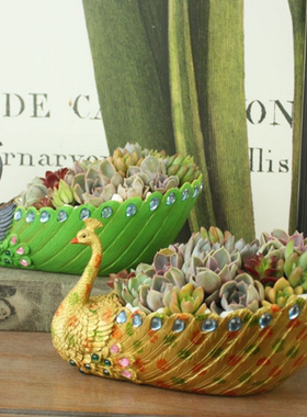 欧式风孔雀进门口收纳盘放钥匙