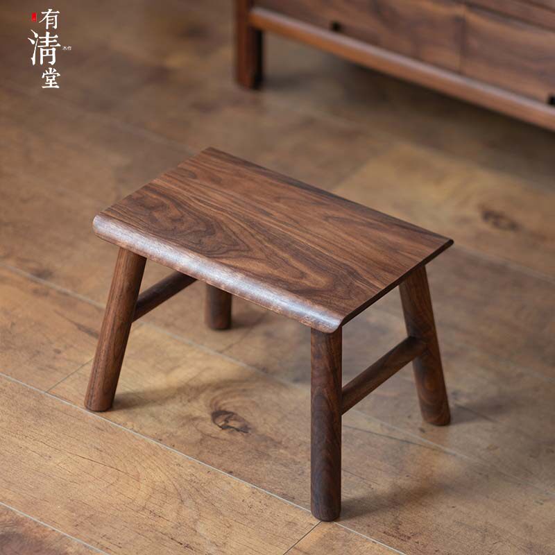 有清堂北美黑胡桃木凳子矮凳马鞍凳换鞋凳化妆凳梳妆凳元宝凳方凳