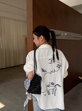 BEFORE SUNSET 日落/周末-极简抽象图绣花衬衣衬衫GN26S-W9482Y#