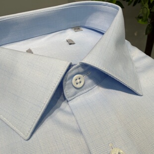 衬衫 海依柜系列男士 短袖 薄款 高支纱棉蓝色休闲衬衣 纯棉免烫夏季