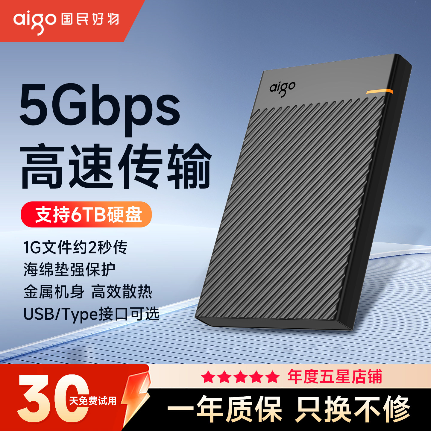 爱国者移动硬盘盒usb3.0笔记本电脑改装2.5寸SATA外接通用读取器
