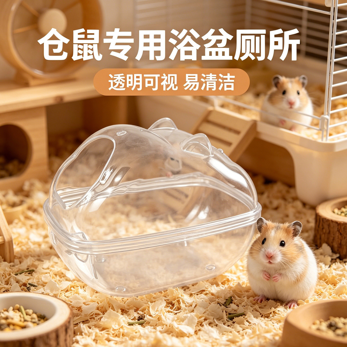仓鼠厕所浴沙盆浴室金丝熊尿砂盆专用透明防溅卫生间洗澡盆鼠用品