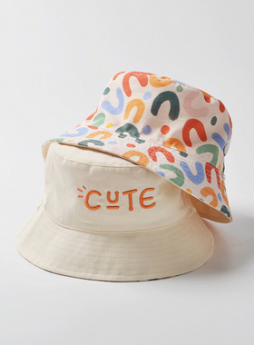 婴儿帽子秋冬款男宝宝渔夫帽可爱纯棉儿童防晒遮阳帽冬女童双面帽