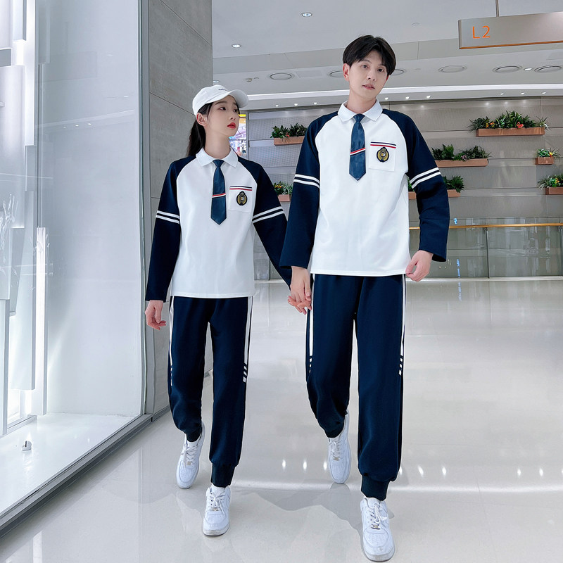 学生男女高中初中生班服秋季韩版时尚学生情侣Polo衫上衣校服套装