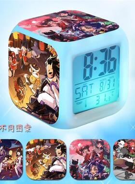 忍者必须死3闹钟小黑琳阿力苍牙小椒七彩变色夜灯电子钟床头闹铃