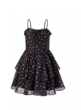 【商场同款】2024夏季新款甜美印花吊带连衣裙气质收腰C1FAE2230