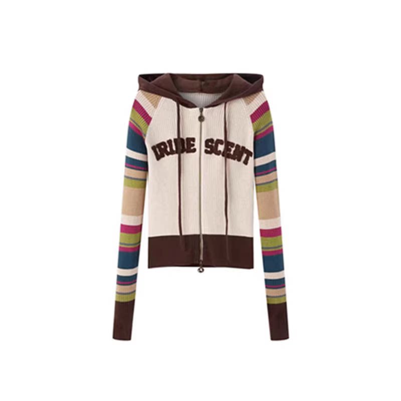 【商场同款】甜美插肩袖连帽开衫秋冬休闲时尚女生毛衣C2EDD4154