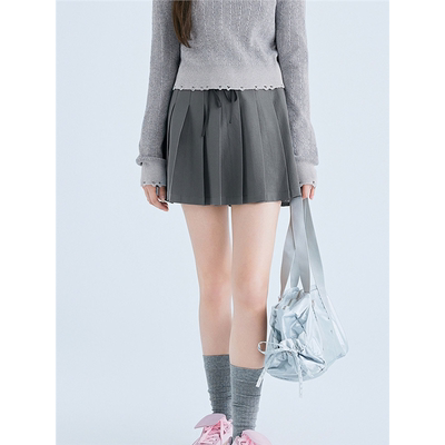 【商场同款】2025腰头撞色百褶裙春款学院风通勤半身裙C2GEF1506