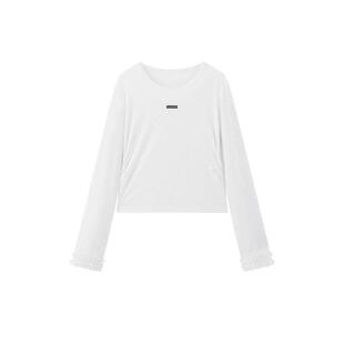 【商场同款】logo绣标修身长袖T恤夏新款白色打底衫女C1CPG2117
