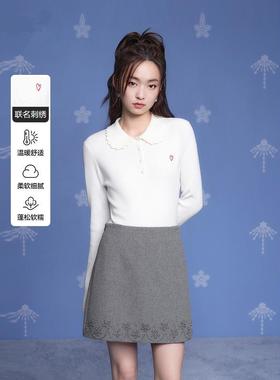 【XIAOLI筱李联名】商场同款甜美翻领修身羊毛衣内搭C1EEF4280