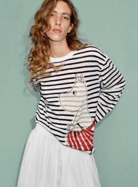 【姆明联名】针织衫2026夏新品棉麻桑蚕丝轻薄宽松女MBF2SWT010