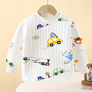 宝宝保暖上衣儿童秋冬夹棉衣服男童女童冬季睡衣婴儿夹棉一件代发