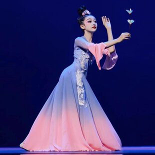 女童艺考折枝盼独舞古典舞蹈表演服儿童中国舞演出剧目飘逸大摆裙