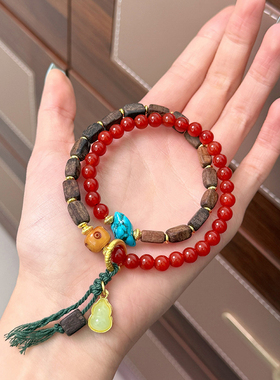 新款时尚精致达拉干沉香南红牛骨菱镁矿串珠手串气质百搭手持手饰