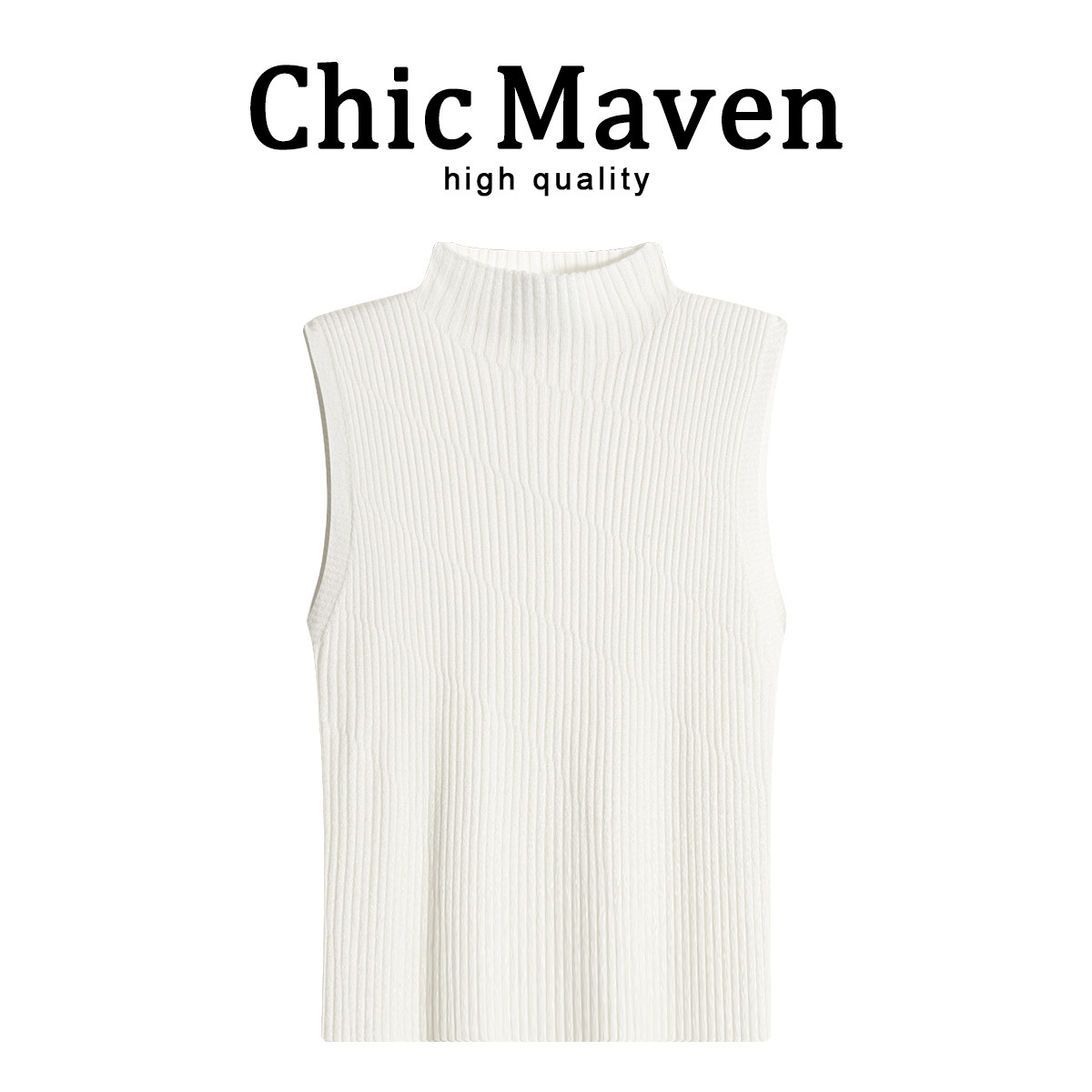 Chic Maven简约半高领无袖针织背心女春季修身显瘦无袖内搭上衣服,女装/女士精品,背心吊带,淘宝优惠券,粉丝福利购,淘宝优惠卷