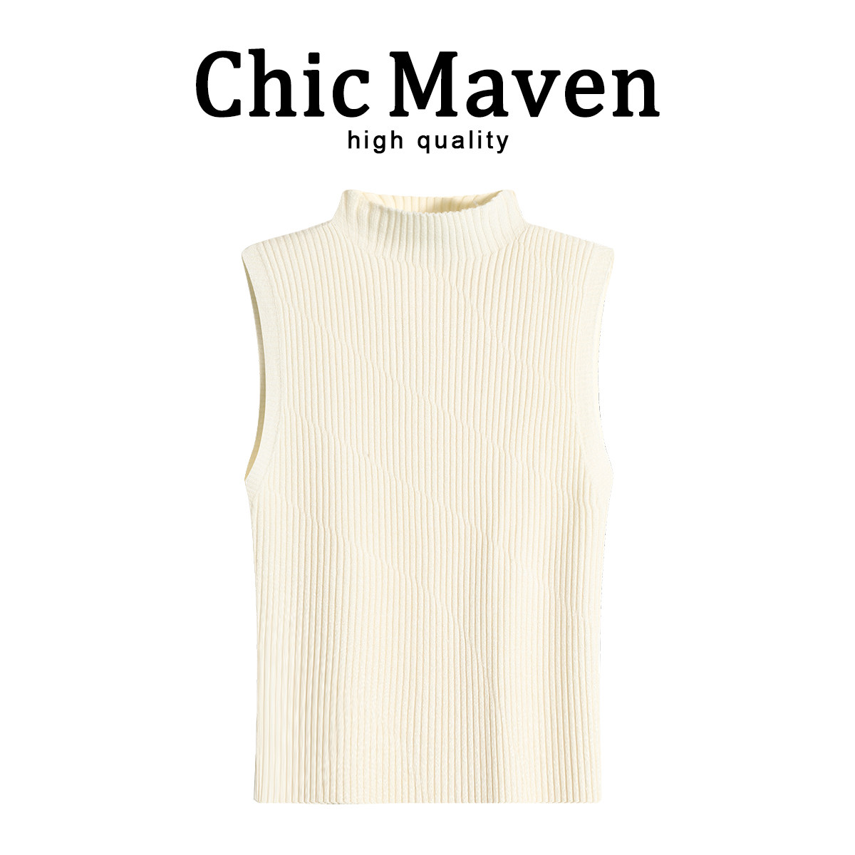 Chic Maven简约半高领针织背心女春季新款坎肩无袖外穿打底衫上衣,女装/女士精品,背心吊带,淘宝优惠券,粉丝福利购,淘宝优惠卷