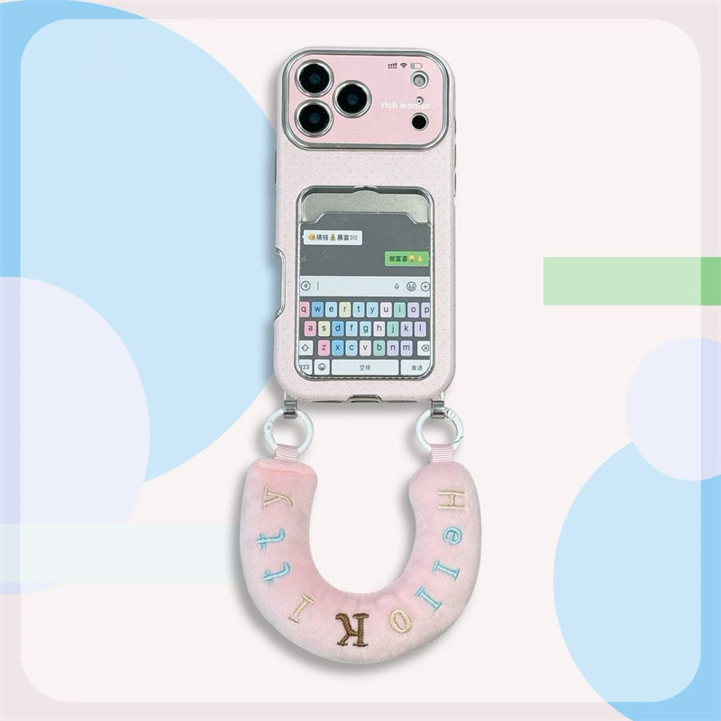 趣味个性富婆聊天框适用苹果17镜面卡包手机壳少女心15promax高级感挂件保护套14pro防摔iPhone16女款