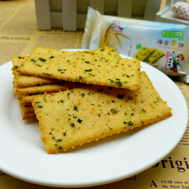 新樂福海苔蛋餅咸味餅干薄脆整箱薄餅薄脆早餐散裝零食2500g