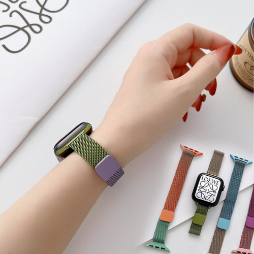 适用苹果手表iwatch表带渐变米兰applewatch8/9/10表带显瘦小蛮腰