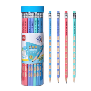 得力带橡皮头洞洞铅笔定制姓名铅笔刻字名字小学生专用一年级加粗特粗杆hb正姿考试2比儿童大三角杆矫姿握笔