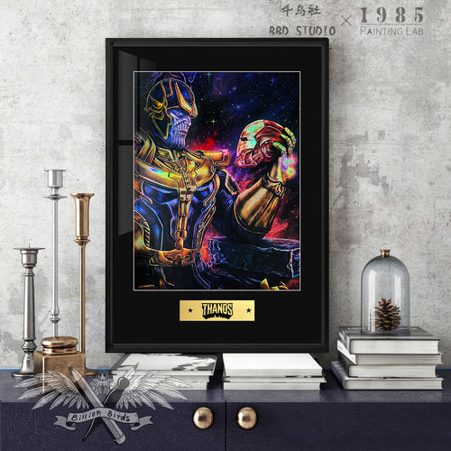 灭霸钢铁侠复仇者联盟漫威无限手套潮流炫彩镭射装饰画