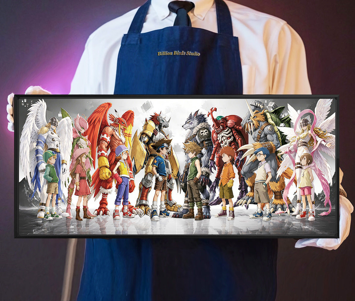 数码宝贝八神光全员全家福电竞房宿舍背景墙装饰画