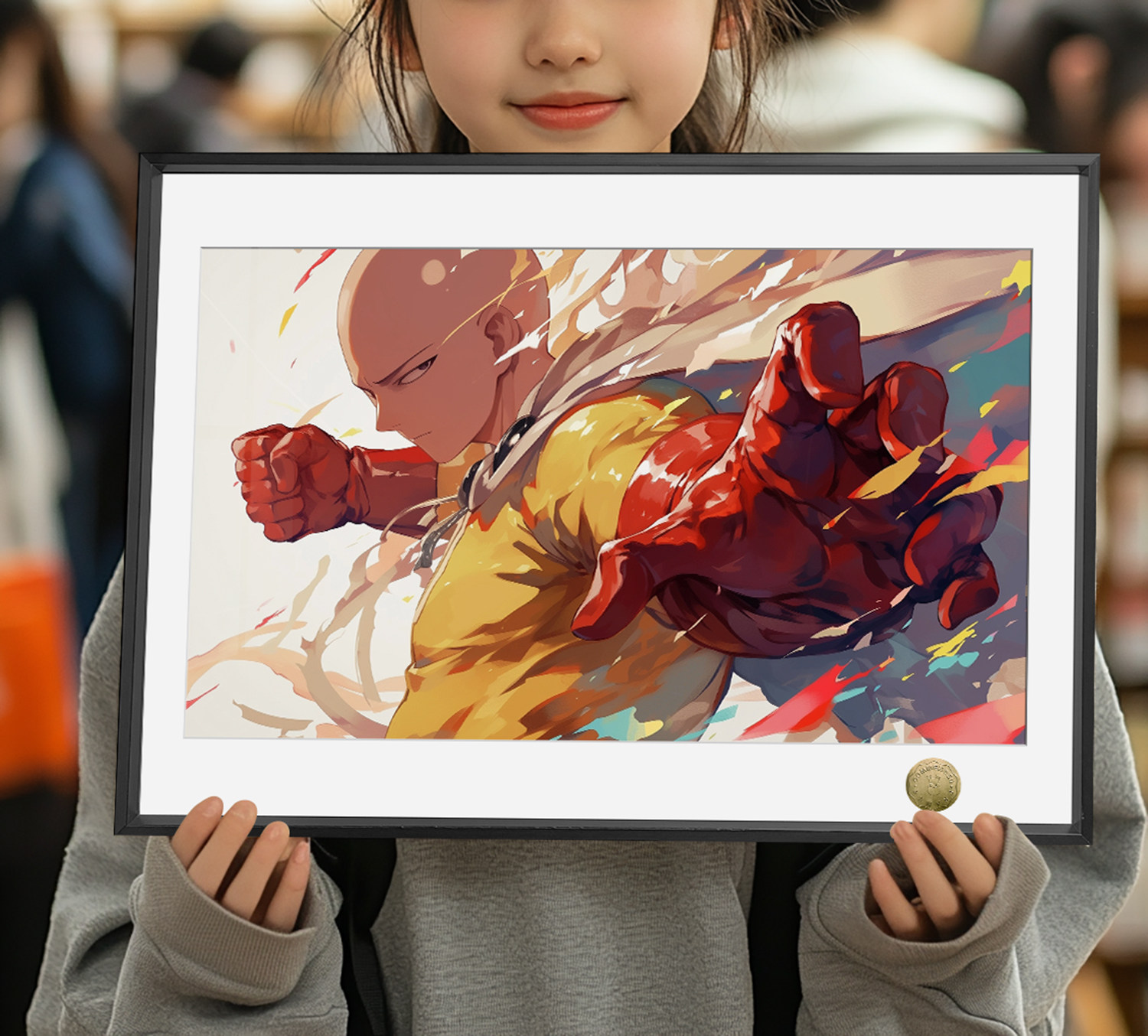 一拳超人埼玉老师秃头披风侠认真的一拳周边装饰画
