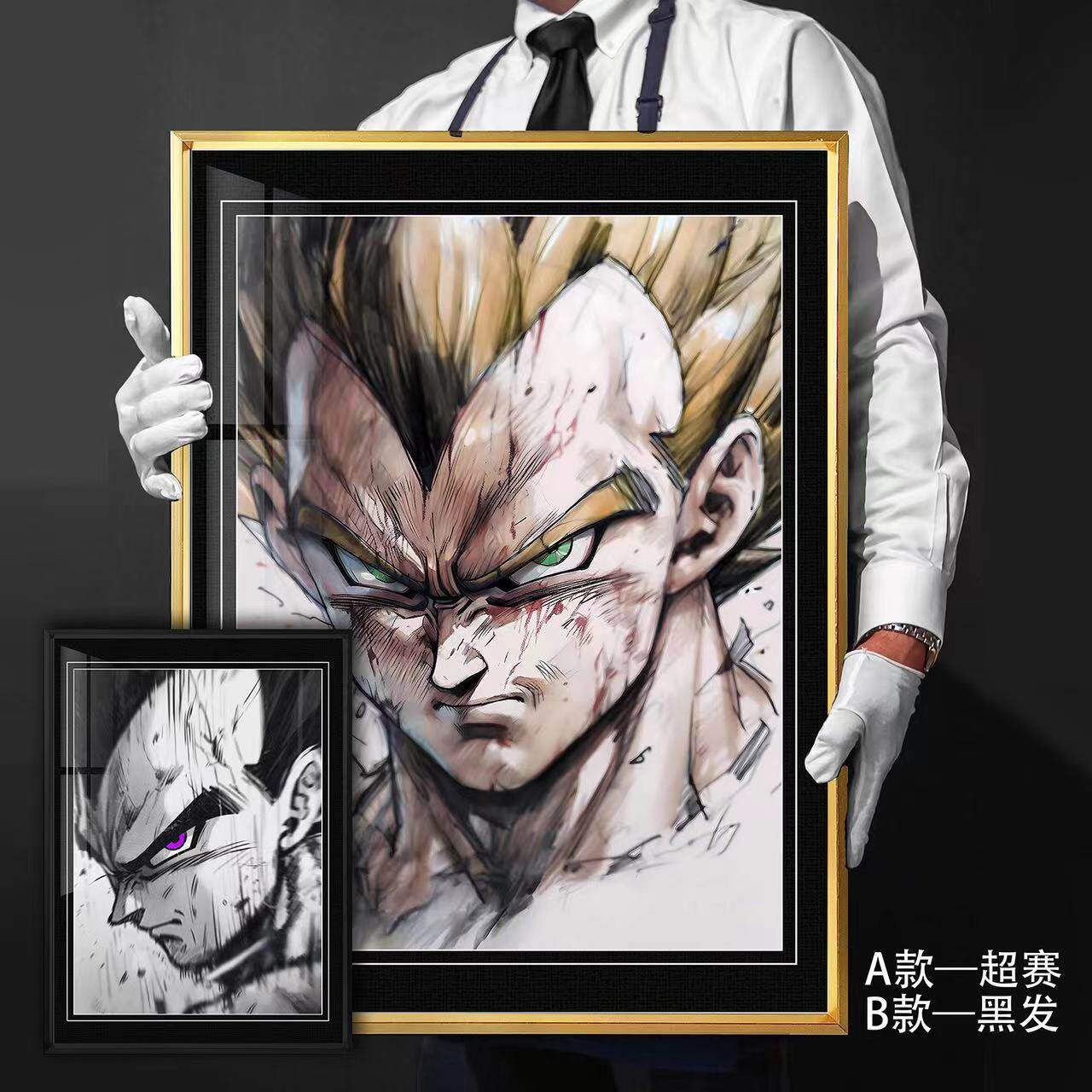 七龙珠贝吉塔超级赛亚人王子写实素描特写美式画风装饰画