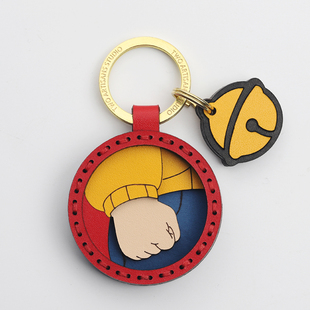 拳头真皮汽车钥匙扣挂件胖虎手工创意包包车挂饰男生高档生日礼物