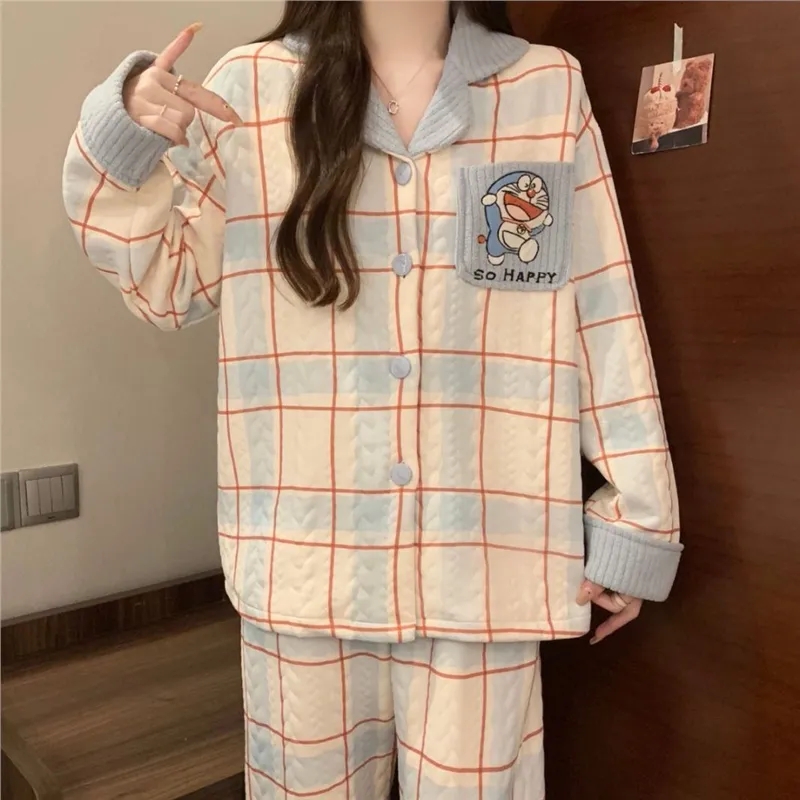 卡通哆啦A梦睡衣女款空气棉夹层