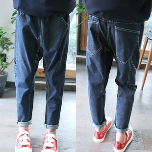 女童牛仔裤2024秋装中大童弹力哈伦裤洋气宽松版小脚裤长裤裤子潮