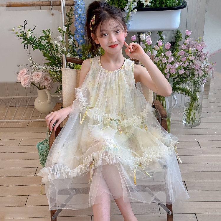 女童夏季甜美花仙子珍珠纱裙