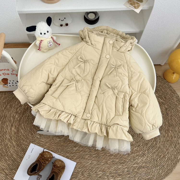 女童连帽加厚棉服2025新款