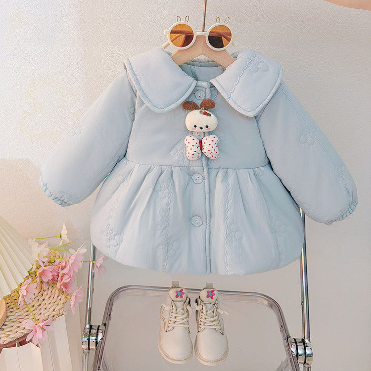 女童冬季加绒加厚保暖翻领棉服