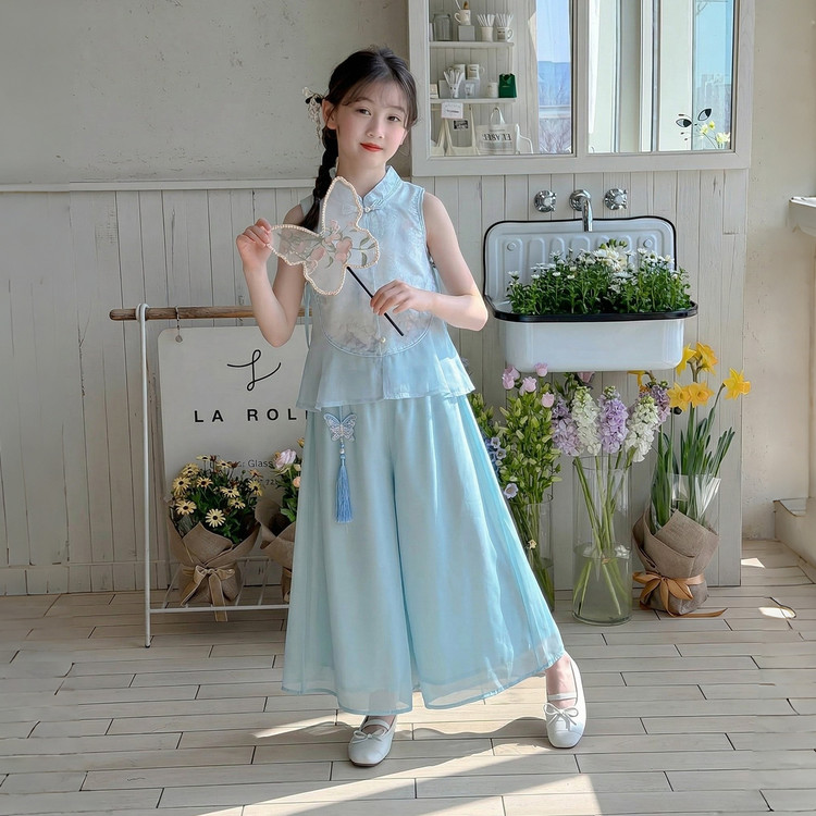 女童夏季新中式雪纺汉服两件套