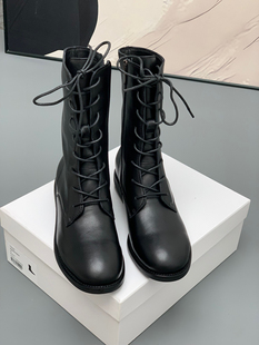 真皮裸靴 Blair 圆头低跟女休闲中跟真皮靴子 2025新款 真皮 Eadie