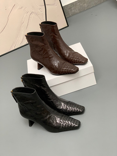 Eadie 真皮靴子 2025新款 女休闲裸靴 真皮靴 方头低跟单鞋 Blair