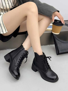 Blair 英伦风中跟软皮纯猪皮马丁靴休闲舒女靴 Eadie女秋冬新款