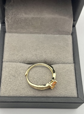 出口日本纯银镀金天然芬达石开口戒指孤品镶金品质1.05克拉