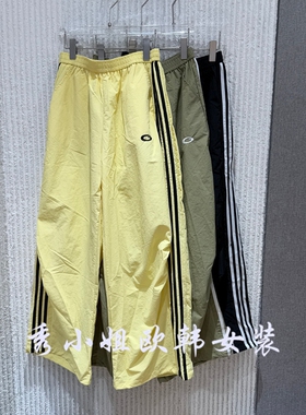 欧洲站2026夏新款运动风条纹休闲裤宽松阔腿裤直筒长裤93391
