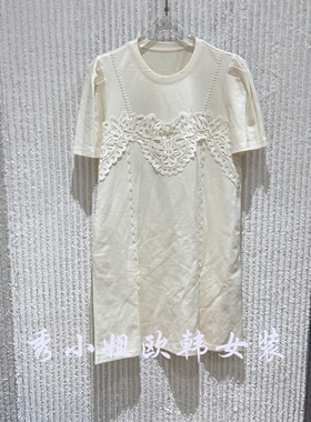 欧洲站2026夏新款重工蕾丝短袖T恤女夏季镂空拼接上衣17165