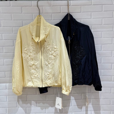 欧洲站2026春季新款百搭净版立领拉链立体花宽松休闲夹克外套6073