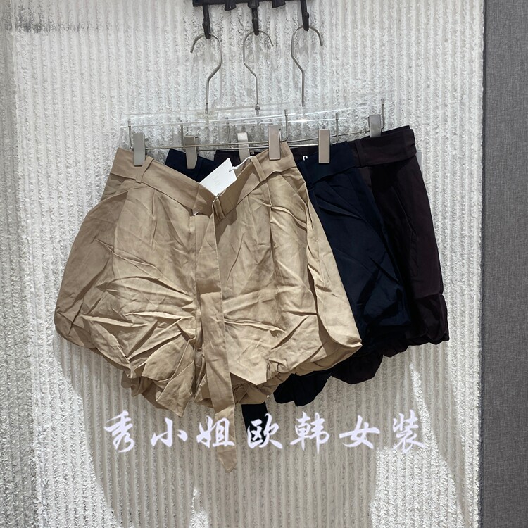 欧洲站2026夏新款高腰花苞短裤女时尚显瘦宽松休闲裤配腰带2829