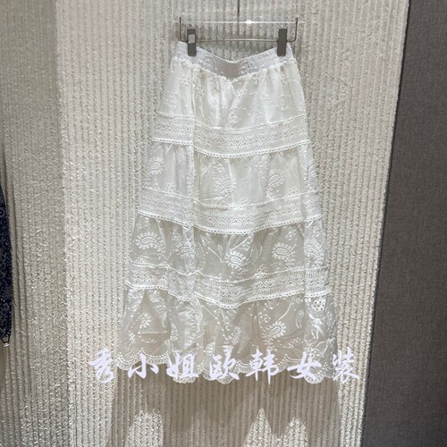 欧洲站2026夏新款蕾丝蛋糕半身裙女A字裙显瘦多层裙摆ZJ3038