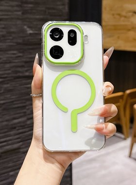 适用OPPOFINDX9手机壳高透问号黄PC硬壳x9Pro磁吸充电全包防摔手机壳