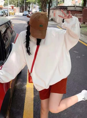 秋冬圆领美式港风慵懒风卫衣女曼巴棉2025爆款高级感上衣百搭情侣