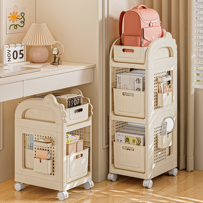 书包置物架落地多层可移动小推车收纳层架桌下书本收纳神器家用书