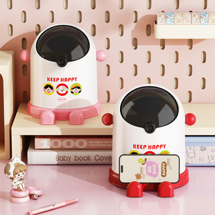 桌面垃圾桶高颜值带盖创意迷你可爱宿舍办公室台面废纸篓手机支架