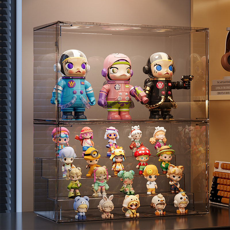 前开式透明盲盒展示架labubu玩偶摆件展示柜大号娃娃手办收纳盒
